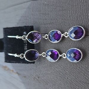 Solid Sterling Faceted Amethyst Earrings
